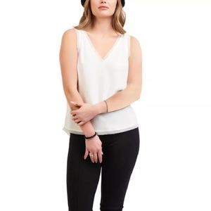 Black Tape Raw Edge Tank Top, Ecru, size XL NWT